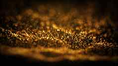 摘要金黄色的发光的粒子燃烧火效果外空间背景插图渲染