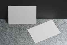 白色业务卡纸模型模板空白空间封面插入公司标志个人身份大理石地板上背景现代概念插图渲染