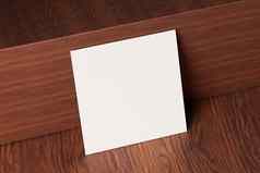 白色广场形状纸业务卡模型木棕色（的）表格背景品牌演讲模板打印图形设计卡片模拟插图呈现