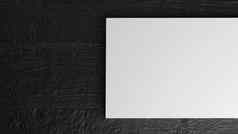 白色业务卡模型叠加黑暗黑色的木颜色表格背景品牌演讲模板打印英寸纸大小封面插图呈现