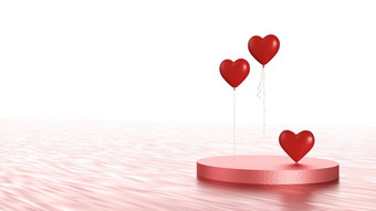 快乐情人节一天概念红色的心形状气球产品站情人节一天事件主题周年纪念日对象插图呈现