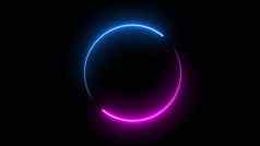 轮圆图片框架语气霓虹灯颜色阴影运动图形孤立的黑色的背景蓝色的粉红色的光移动覆盖元素插图呈现空空间中间