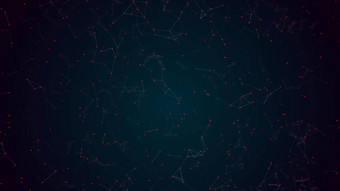 摘要丛红色的点飞行线框网络蓝色的空间背景白色行安全未来主义的电脑科学概念摘要技术插图呈现