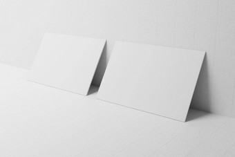 白色业务卡纸模型精益<strong>墙</strong>模板空白空间封面插入<strong>公司</strong>标志个人身份纸板背景现代静止的概念插图渲染