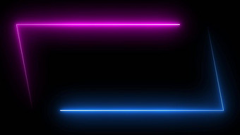 平行<strong>四边形</strong>矩形图片框架语气霓虹灯颜色阴影运动图形孤立的黑色的背景蓝色的粉红色的光覆盖元素插图呈现壁纸背景