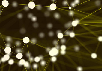 黄色的未来主义的摘要网络节点背景技术科学概念散景光元素电脑沟通连接互联网的事情主题插图呈现