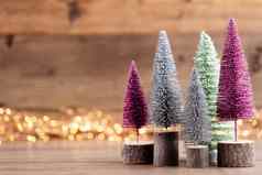 色彩斑斓的圣诞节树木散景背景