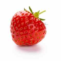 新鲜的草莓特写镜头白色背景孤立的图像