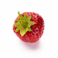 新鲜的草莓特写镜头白色背景孤立的图像