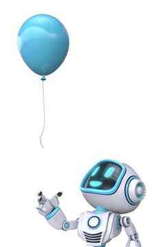 可爱的蓝色的机器人飞行气球
