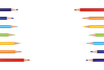 色彩斑斓的彩虹铅笔颜色框架边境背景色彩斑斓的铅笔颜色框架边境白色使用