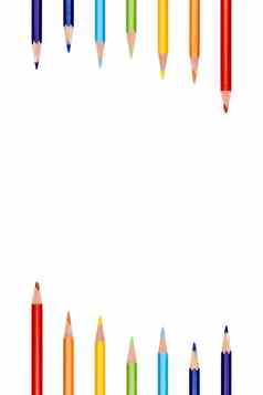 色彩斑斓的彩虹铅笔颜色框架边境背景色彩斑斓的铅笔颜色框架边境白色使用