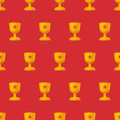 橙色奖杯杯红色的明星柔和的背景无缝的模式最小的胜利概念呈现