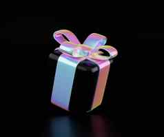 圣诞节全息礼物盒子有创意的折扣概念节日赠品提供假期销售插图下降全息礼物盒子渲染插图最小的礼物现在横幅