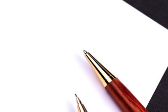 奢侈品笔机械铅笔木黄金白色表纸