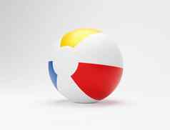 海滩球条纹充气玩具游戏海滩球孤立的背景复制空间夏天假期海滩象征插图