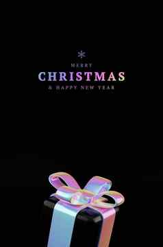 圣诞节全息礼物盒子有创意的折扣概念节日提供假期销售插图下降全息礼物盒子渲染插图最小的礼物现在垂直横幅