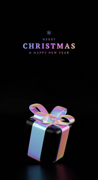 圣诞节全息礼物盒子有创意的折扣概念节日提供假期销售插图下降全息礼物盒子渲染插图最小的礼物现在垂直横幅
