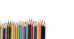 彩色的铅笔彩色的铅笔排白色表格