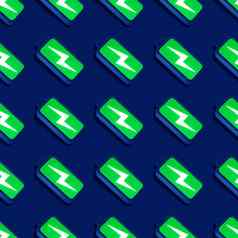 绿色完整的电池无缝的模式电池孤立的蓝色的背景插图呈现