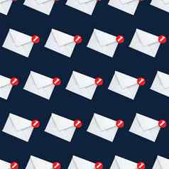 无缝的模式邮件通知电子邮件消息收件箱概念孤立的蓝色的背景影子呈现