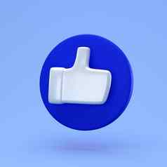 社会最小的概念渲染图标蓝色的圆孤立的背景插图拇指按钮