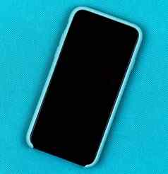 黑色的移动电话智能手机阿卡蓝色的情况下时尚的阿卡背景空间文本