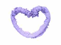 框架形状心扭曲的精致的织物紫色的颜色孤立的白色背景