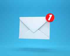 邮件通知电子邮件消息收件箱概念孤立的蓝色的背景影子呈现