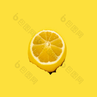 撕裂洞黄色的背景柠檬