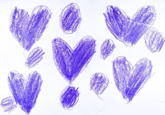 手绘紫色的心背景孩子们的画