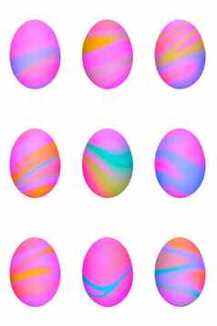 集粉红色的黄色的蓝色的梯度健美的复活节鸡蛋