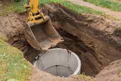 挖掘机桶降低坑钢电缆混凝土下水道环建设修复下水道首页
