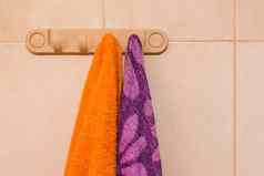 橙色紫色的毛巾挂悬挂器钩子浴室