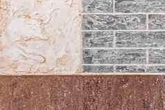 部分现代建筑外观白色粉刷棕色（的）瓷砖纹理砖墙摘要有图案的背景