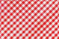 红色的白色摘要网纹背景条格平布野餐桌布织物模式纹理