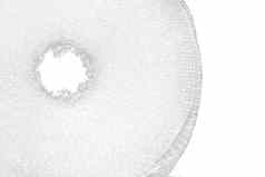 卷白色泡沫玻璃纸电影包装空气泡沫特写镜头孤立的白色背景