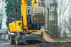 挖掘工作城市建设工业设备街挖掘地面