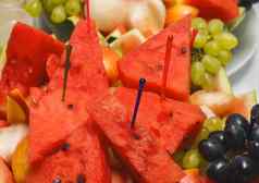 切片块西瓜甜蜜的零食水果宴会特写镜头
