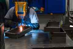专业焊机执行工作金属部分工厂火花电行业工人横幅