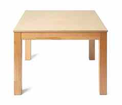 木表格矩形桌面孤立的白色