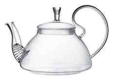 空玻璃茶壶孤立的白色背景