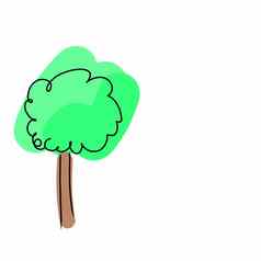 孤立的图像冷杉绿色树卡通风格白色背景