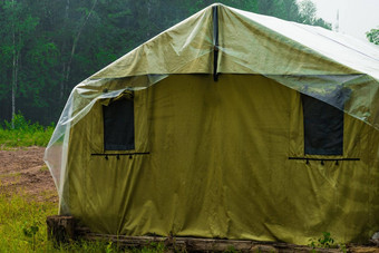 选框场帐篷住宿难民绿色军事帐篷