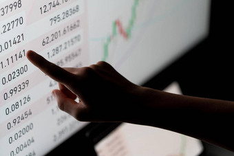 加密交易员投资者分析师电脑屏幕分析金融图数据