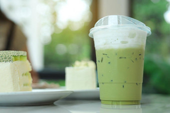 冰火柴绿色茶咖啡咖啡馆