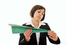 业务女人扔纸飞机