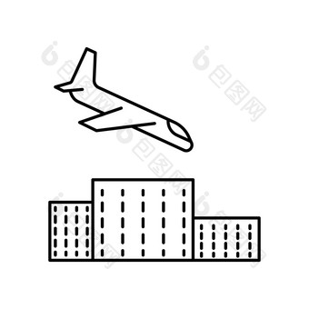 卷飞机飞机着陆行图标元素机场旅行插图图标迹象符号网络标志移动应用程序
