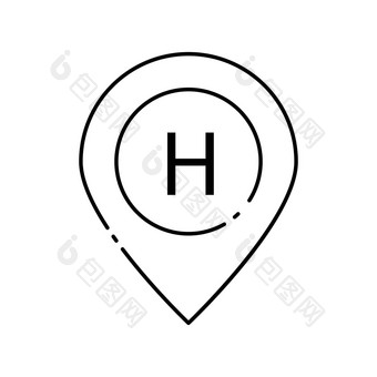 停机坪直升飞机场位置行图标元素机场旅行插图图标迹象符号网络标志移动应用程序