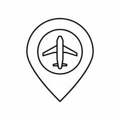 机场地图占位符位置行图标元素机场旅行插图图标迹象符号网络标志移动应用程序